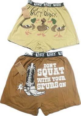 Lazy One Boxers Shorts Cowboy Duck Funny Novelty Humor Gag Gift Mens M Brown